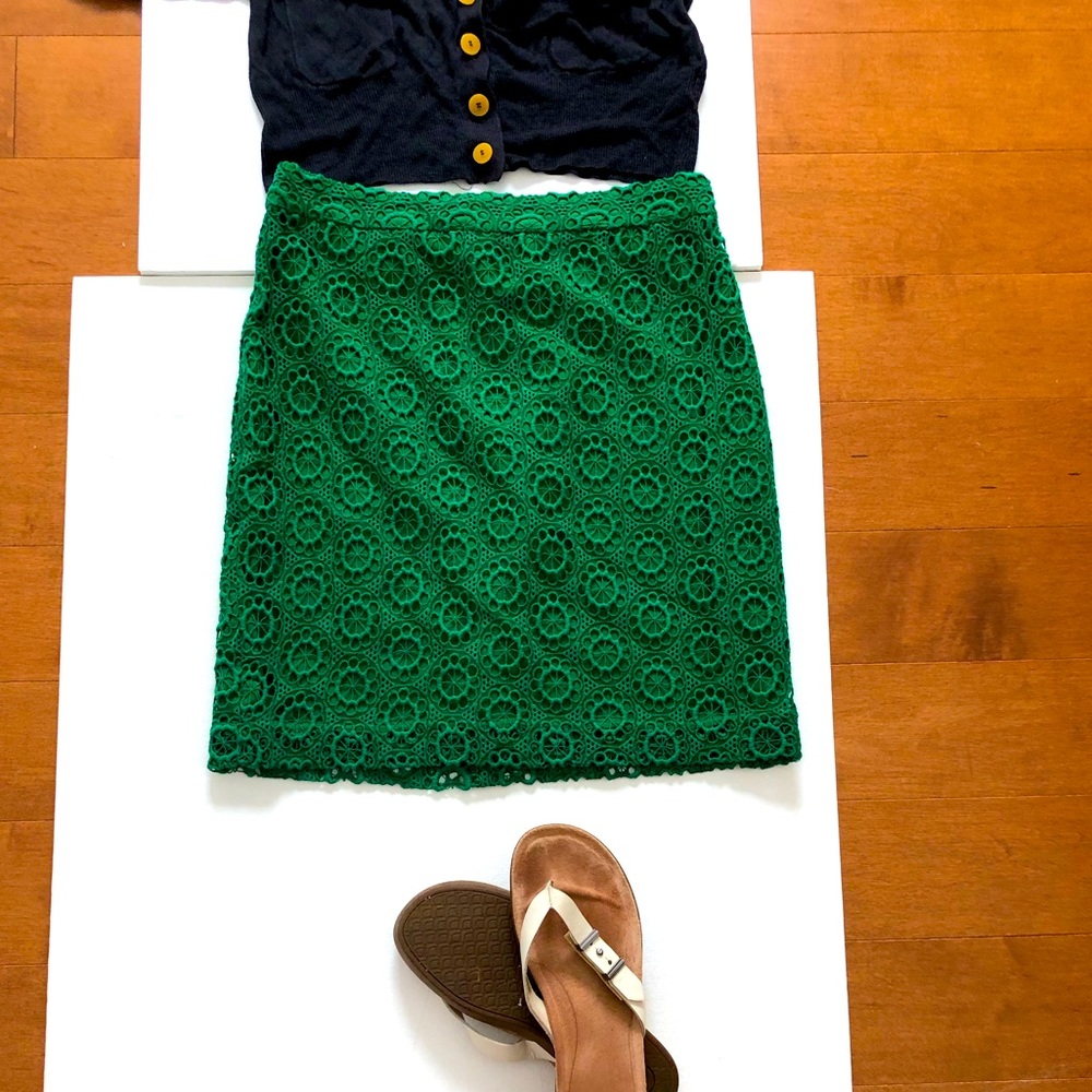 Green Lace Skirt Club Monaco